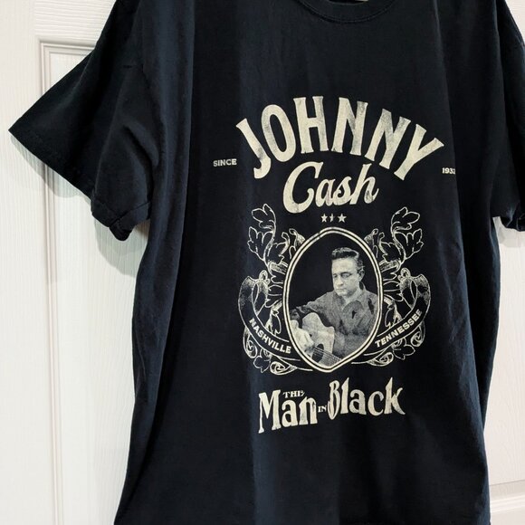 Johnny Cash Men's T-Shirt Black, 100% Cotton XL, Crew Neck, The Man in Black - Picture 5 of 11